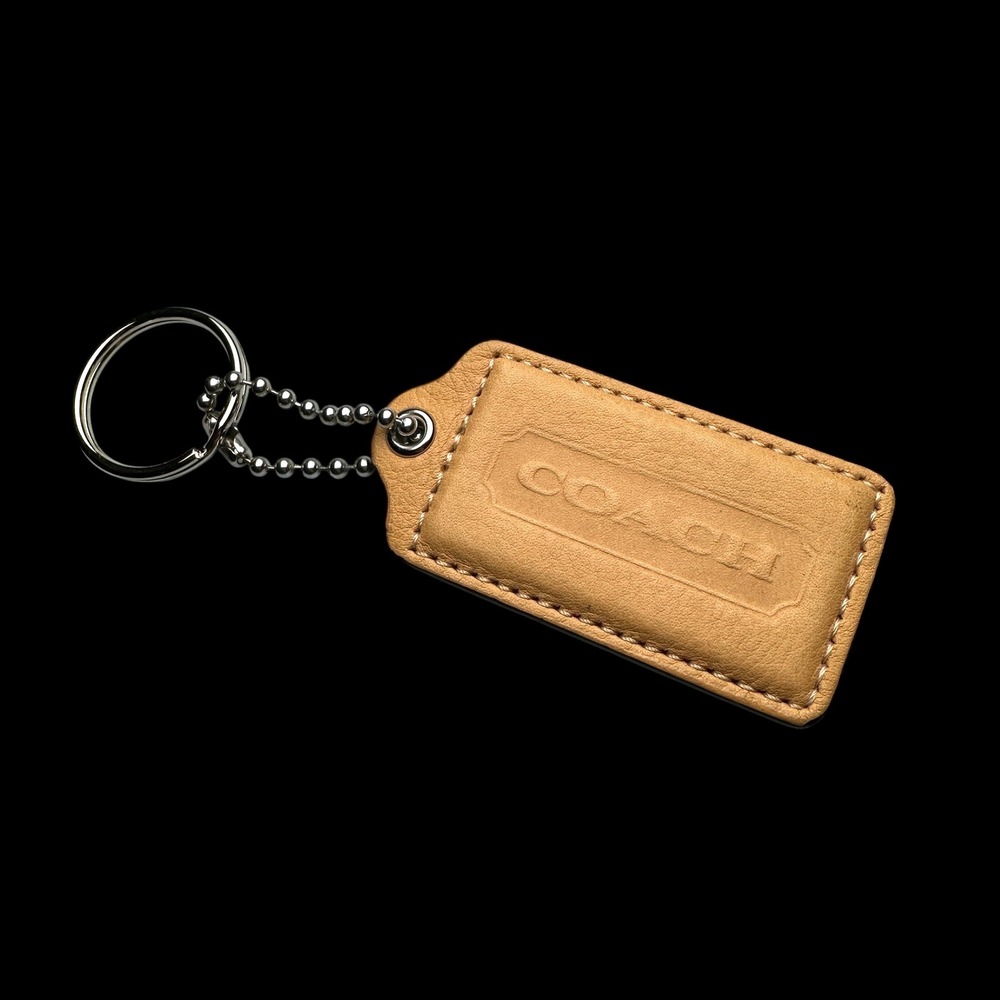 Coach Leather Hangtag Keychain Fob Tan Camel Silver Ball Chain Replacement Tag